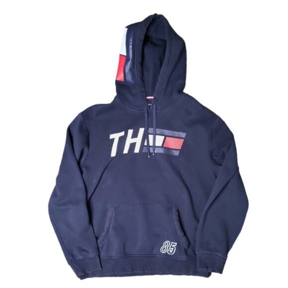 Tommy Hilfiger Sport Men's Size XL Hoodie Reflective Spellouts On Front & Back - Picture 3 of 9